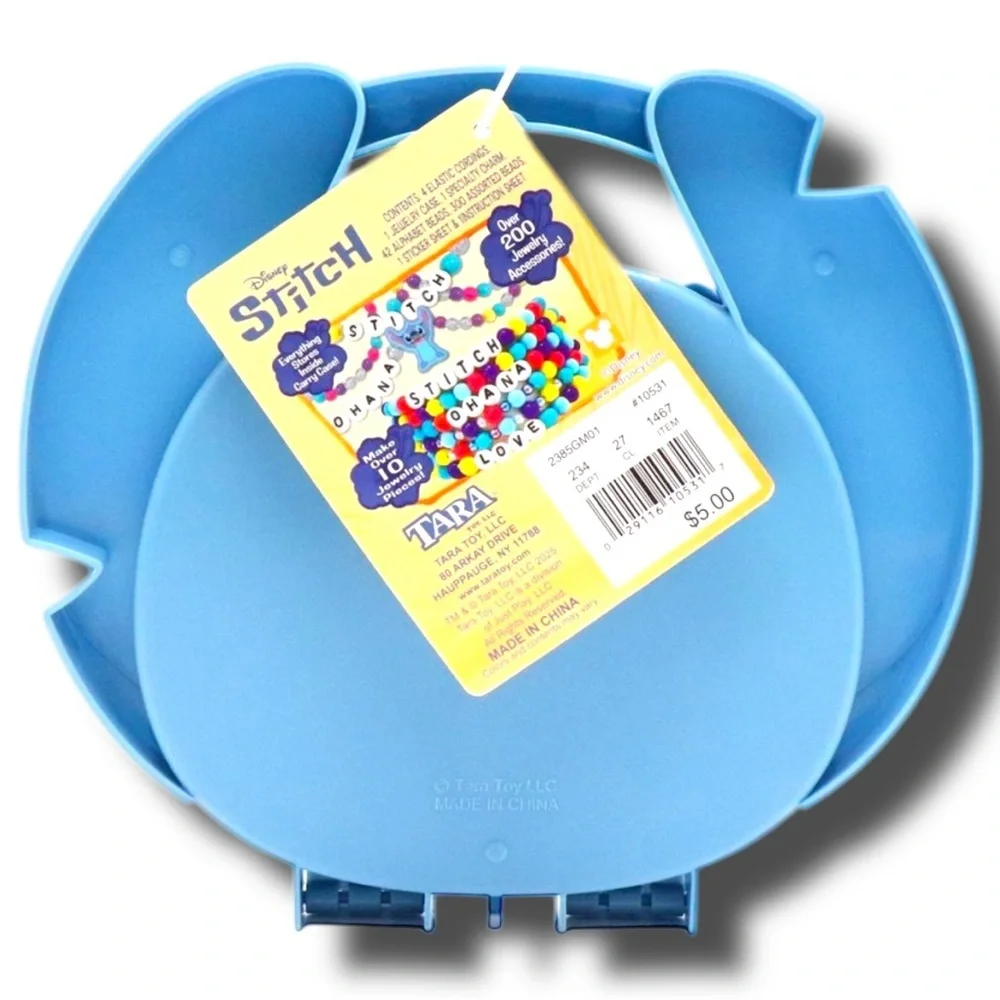Disney Stitch Jewelry Activity Case Bead Kit NWT Blue Storage Box